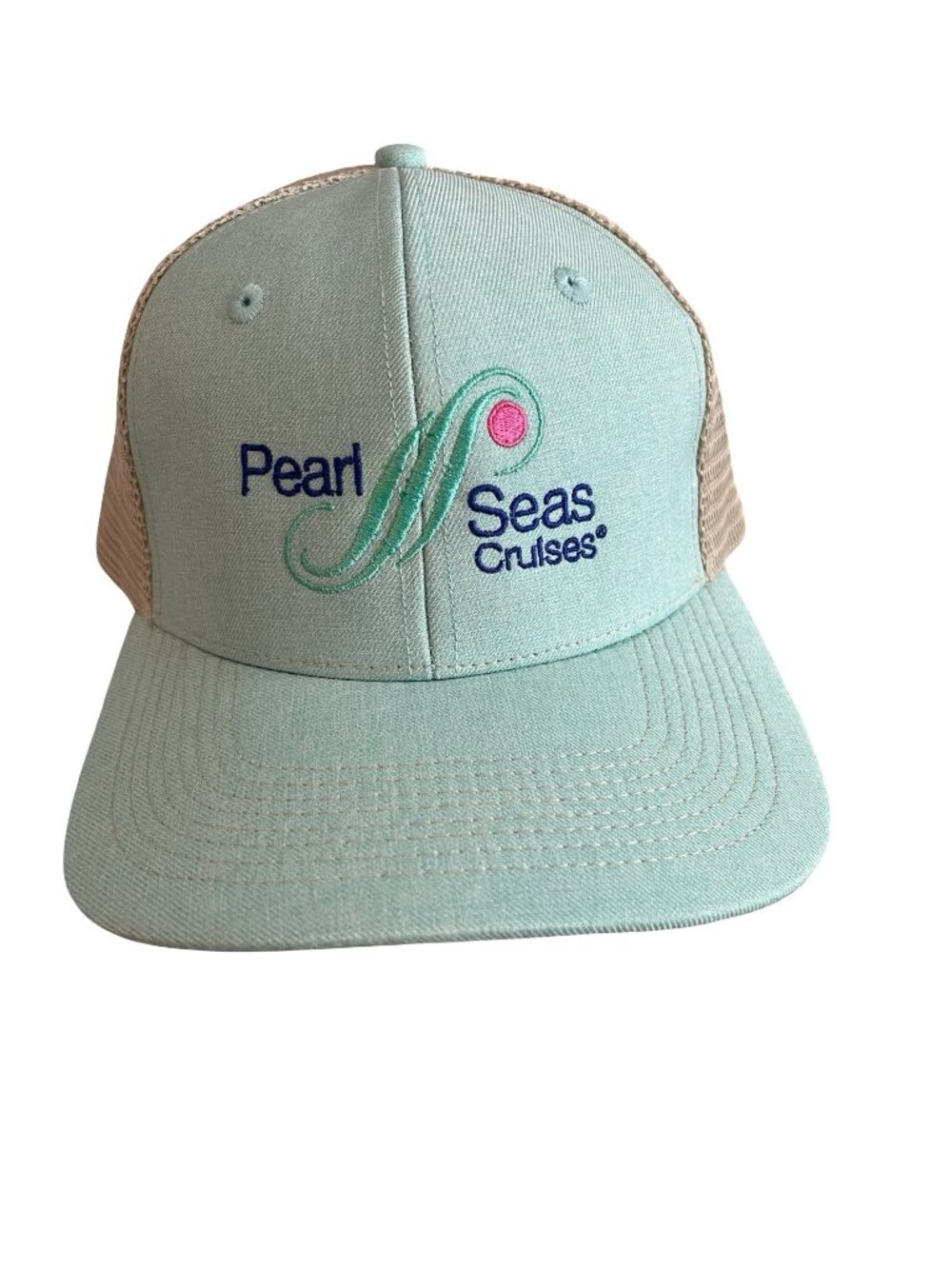 Coastal Mint Green Trucker Hat Mesh Snapback Beach Resort Vacation Cap Pearl Sea